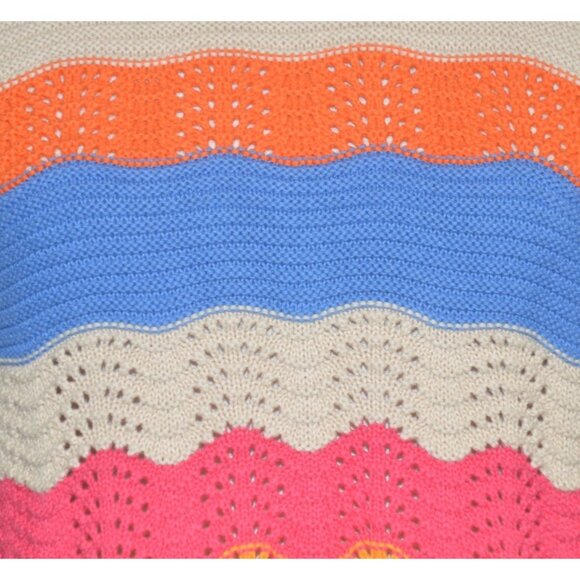 Cute THML Halter Top Sweater Color Block Crochet Ladies Size L Boho Festival - Picture 4 of 10